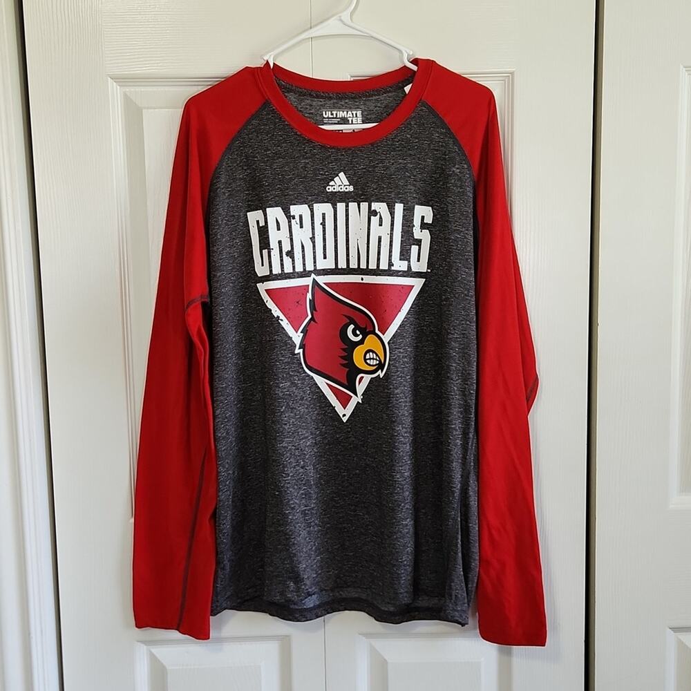 Adidas Ultimate Gray &‎ Red Louisville Cardinals Climate Control Tee Size XL